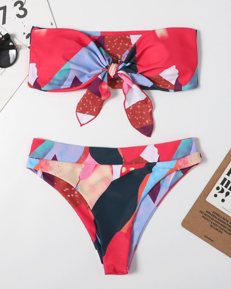 

Colorblock Bowknot Design Bikini Set, Style4