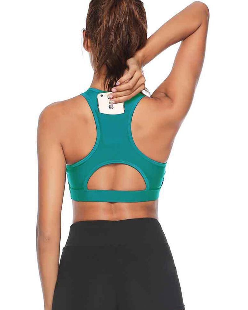 

Back Pocket Yoga Bra, Green