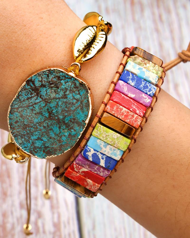 

Colorful Geo Rhinestone Braided Bracelet, Multicolor