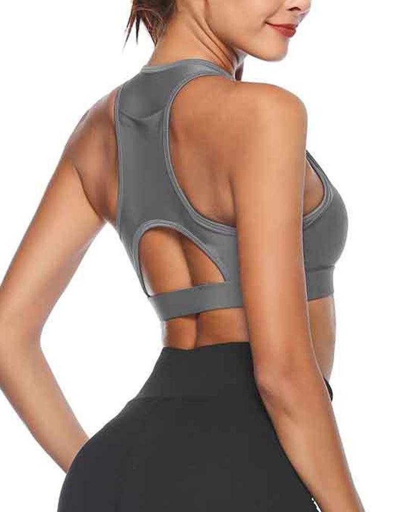 

Back Pocket Yoga Bra, Gray
