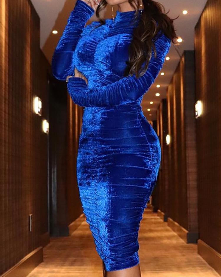 velvet mock neck dress