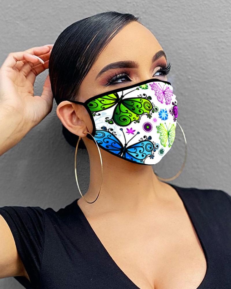 

Butterfly / Floral Print Breathable Mouth Mask Washable And Reusable, Style15