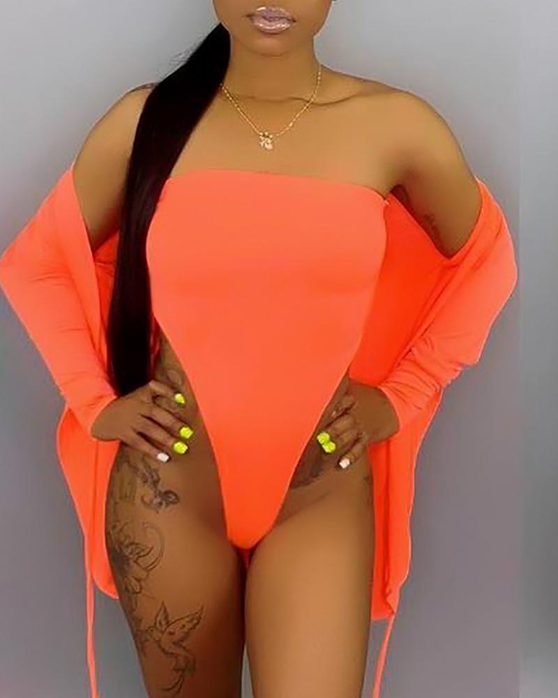 

Solid Color Bandokini & Cover Up, Orange