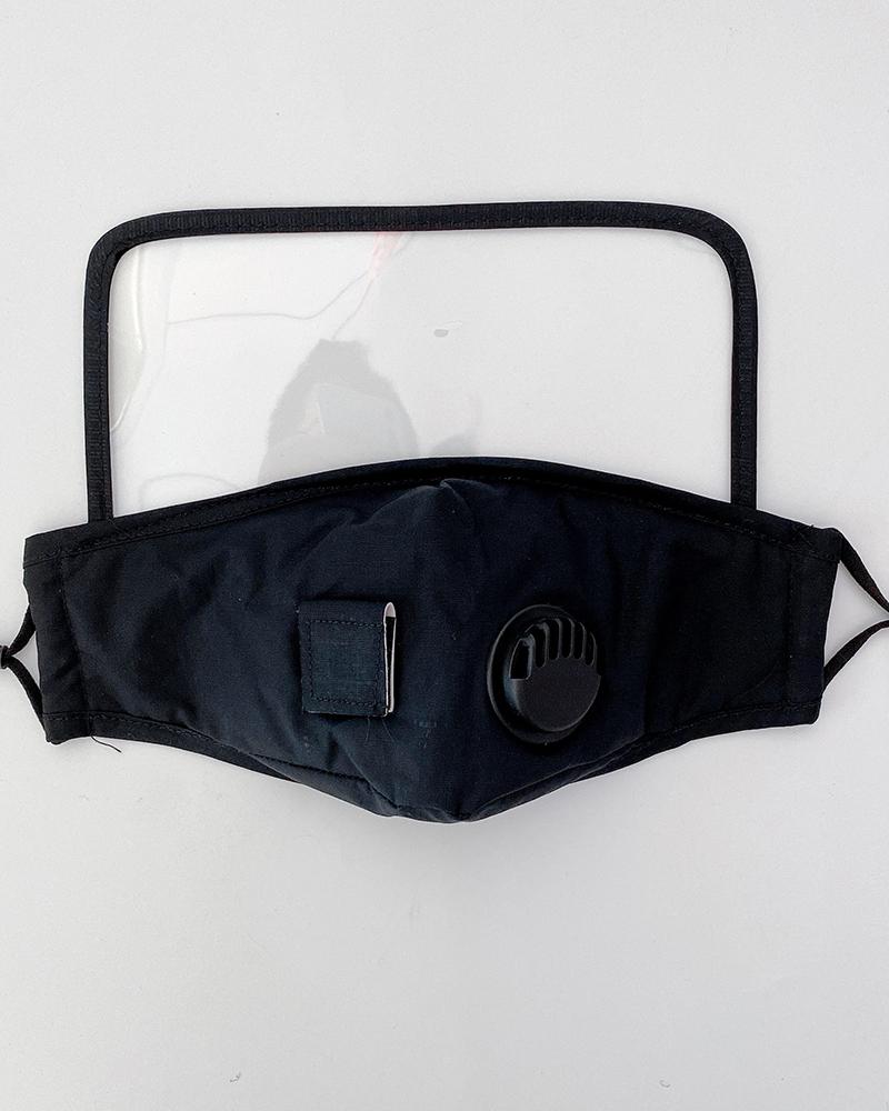 

Visible Valve Face Mask With Drinking Straw Hole, Black