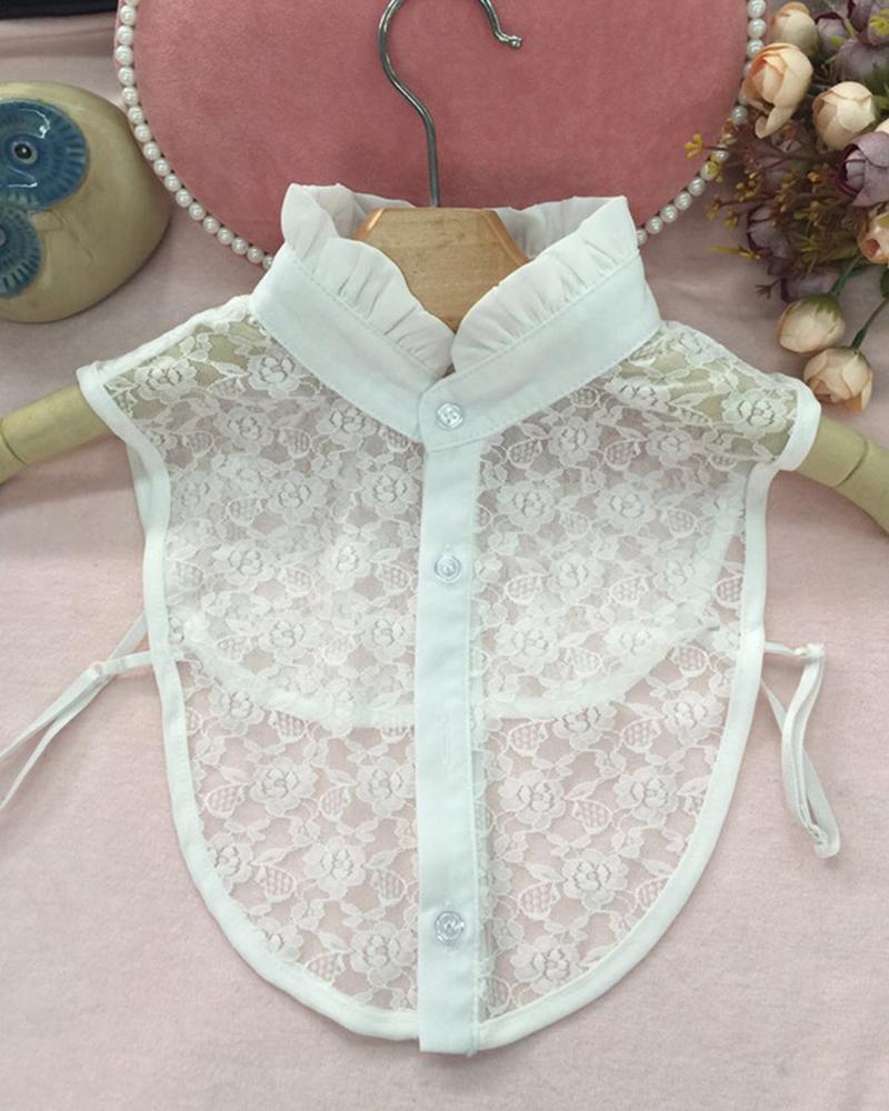 

Lace Buttoned Half Shirt False Collar, White