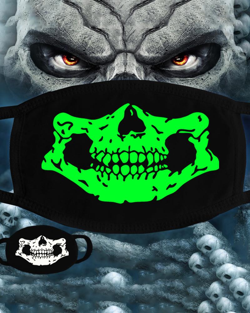 

Skull Pattern Print Ear Loop Luminous Mouth Mask, Style2