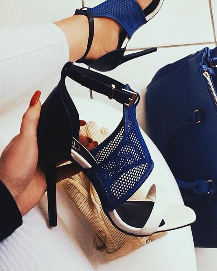 

Open Toe Thin Heeled Sandals, Blue