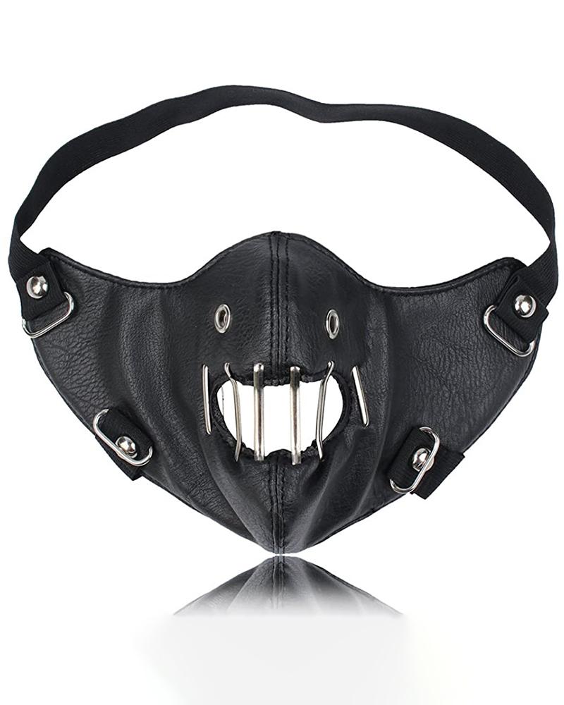 

Punk Leather Breathable Motorcycle Biker Face Mask, Black