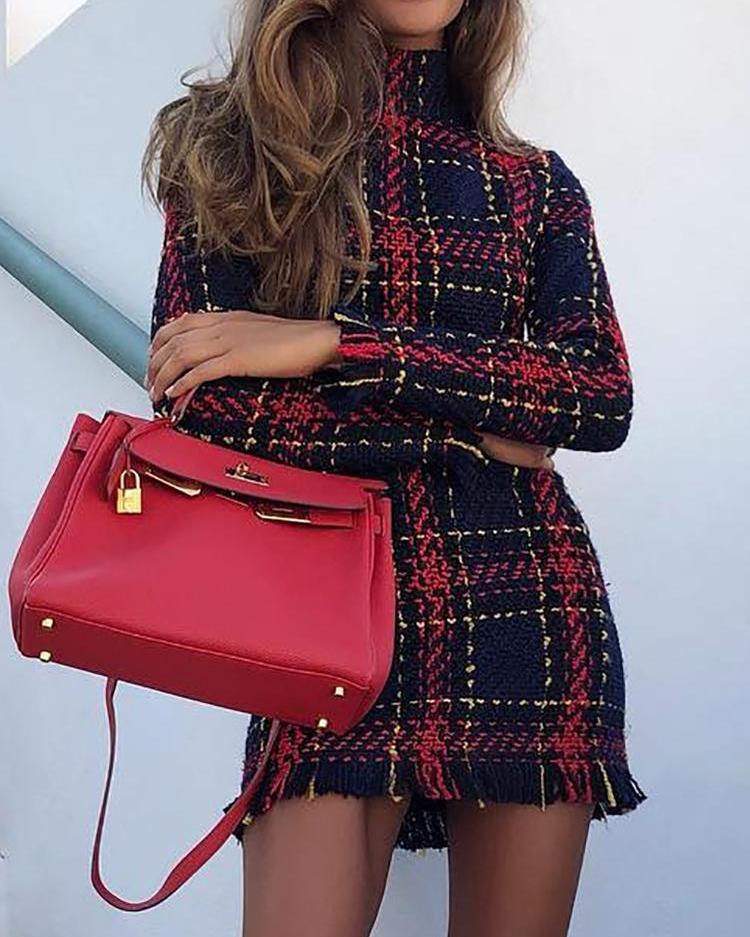 tweed red dress