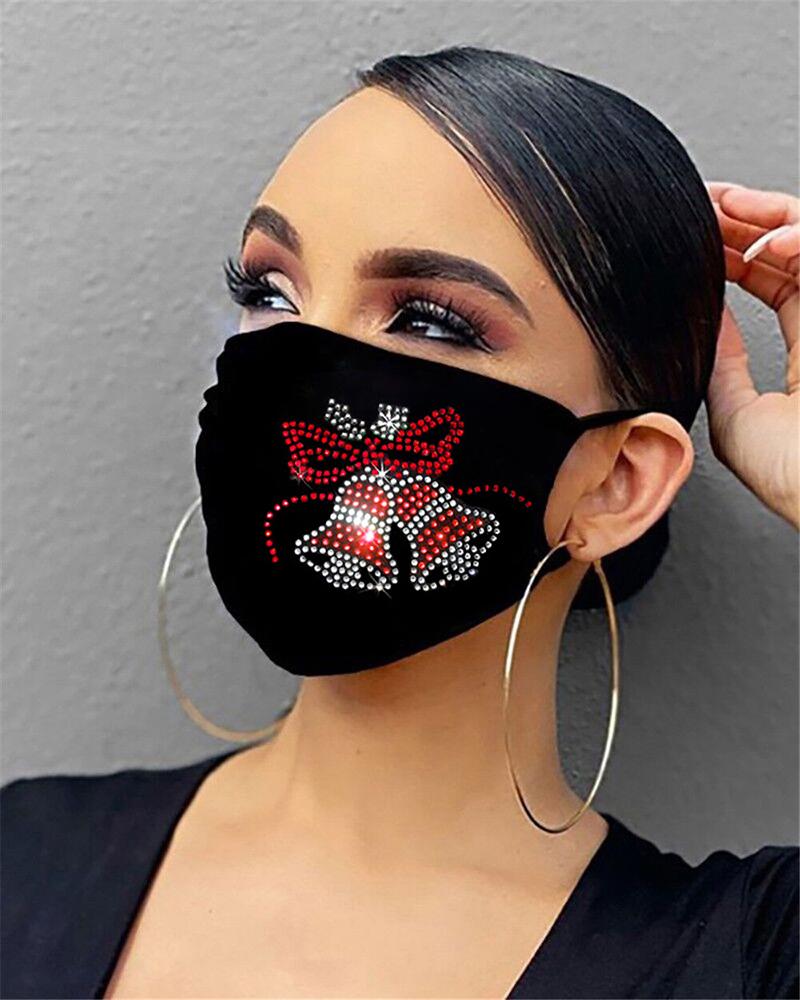 

Christmas Pattern Studded Filter Breathable Face Mask, Style4