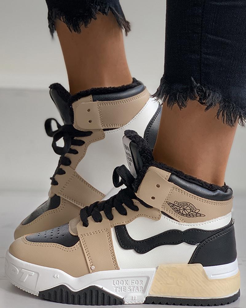 

Colorblock Lace-up Sneaker, Khaki