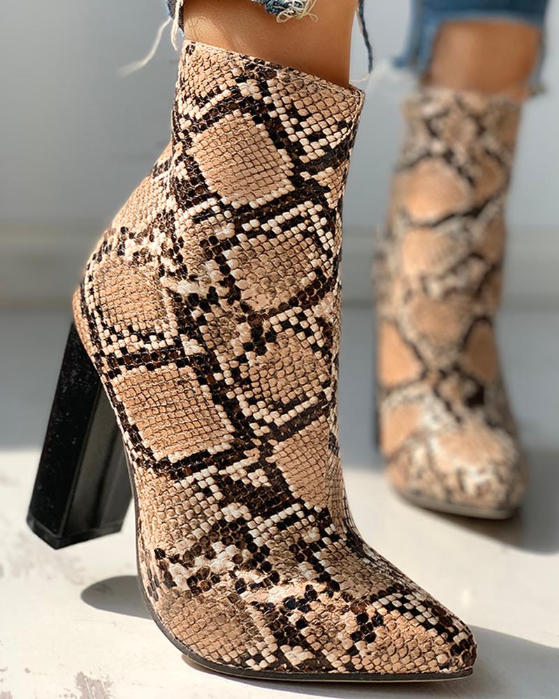 chunky snakeskin boots