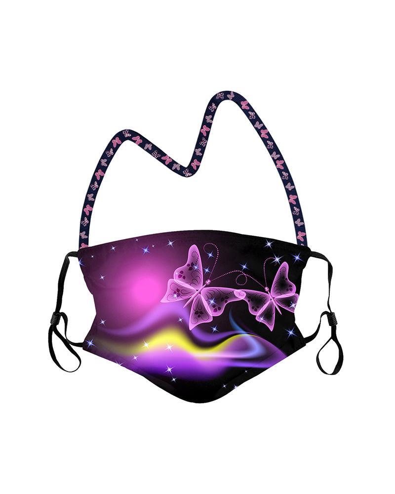 

Butterfly Print Filter Breathable Face Mask, Style9
