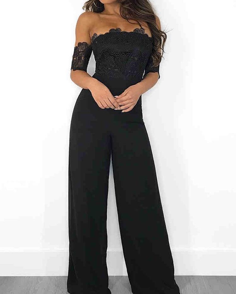 bardot jumpsuit wide leg