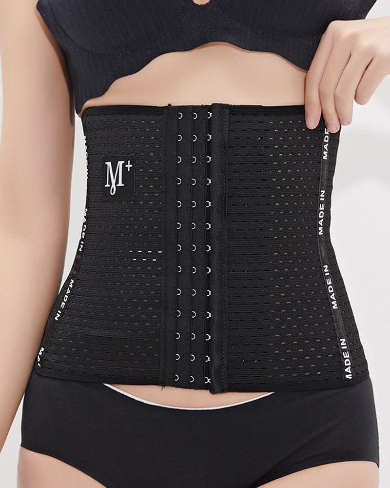 

3 Row Hook Waist Trainer, Black