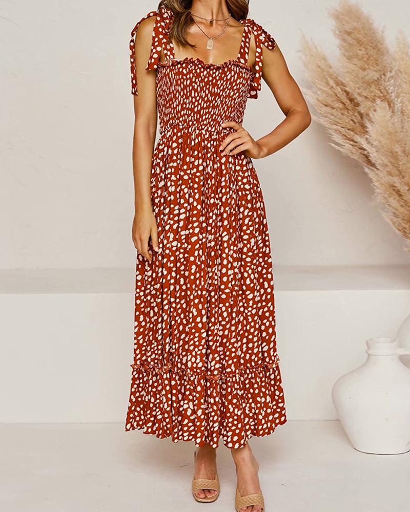 

Dalmatian Print Tie Strap Cami Dress, Red