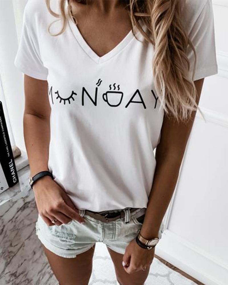 

Monday V-Neck T-Shirt, White