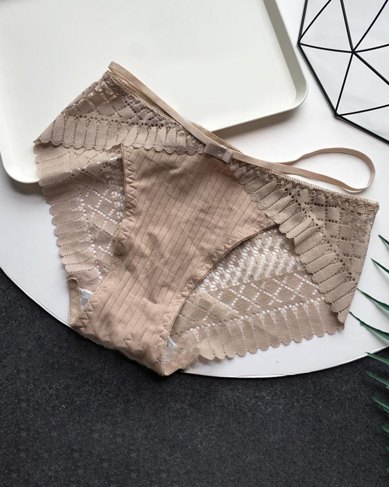 

Bowknot Decor Cross Bandage Hollow-out Panty, Khaki