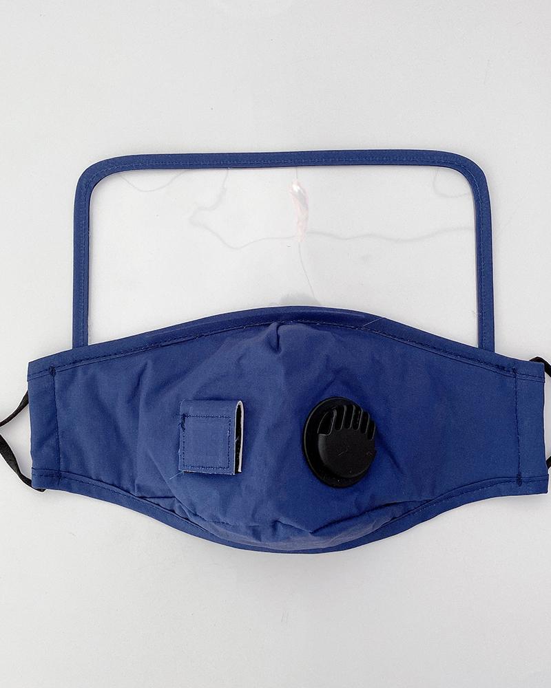 

Visible Valve Face Mask With Drinking Straw Hole, Dark blue