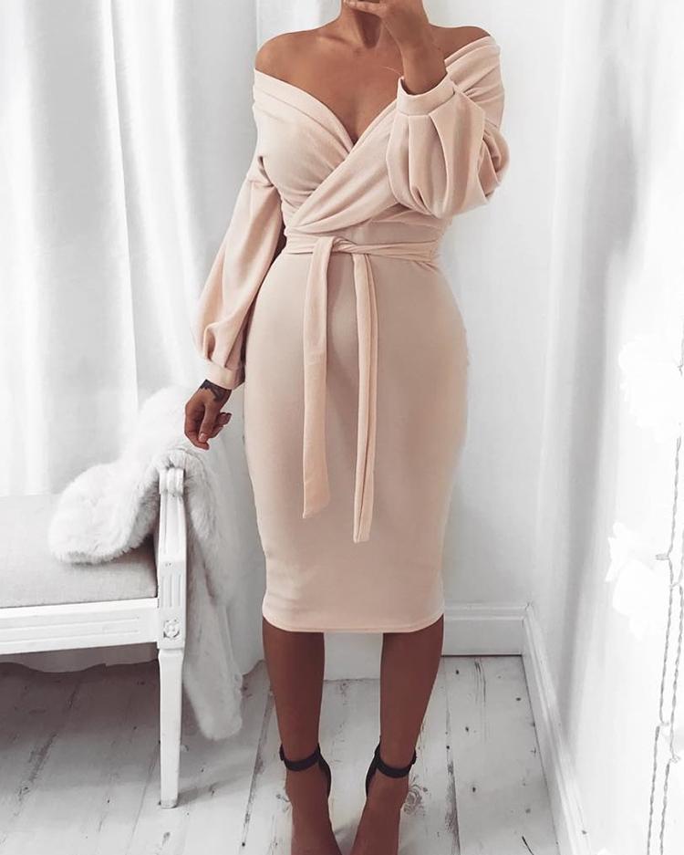 waist tie midi dress