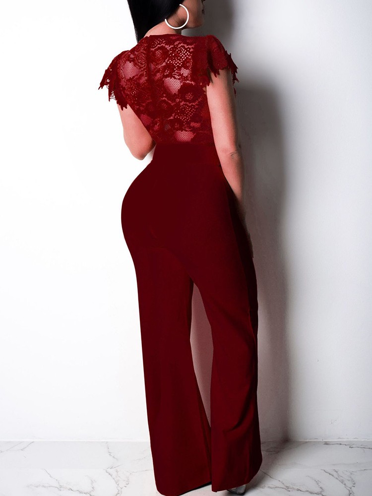 plunge lace bodice insert jumpsuit