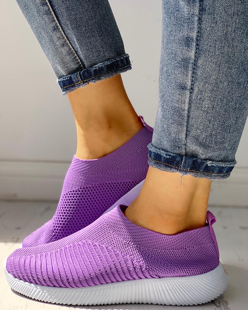 

Net Surface Breathable Knitting Shoes, Purple