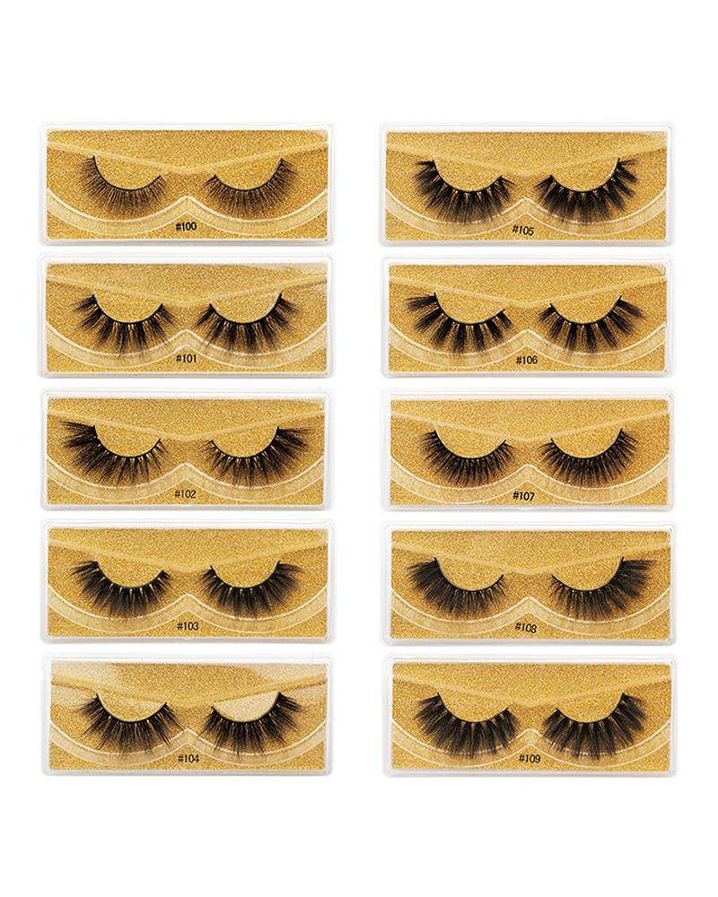 

10 Pairs Natural False Eyelashes, Yellow