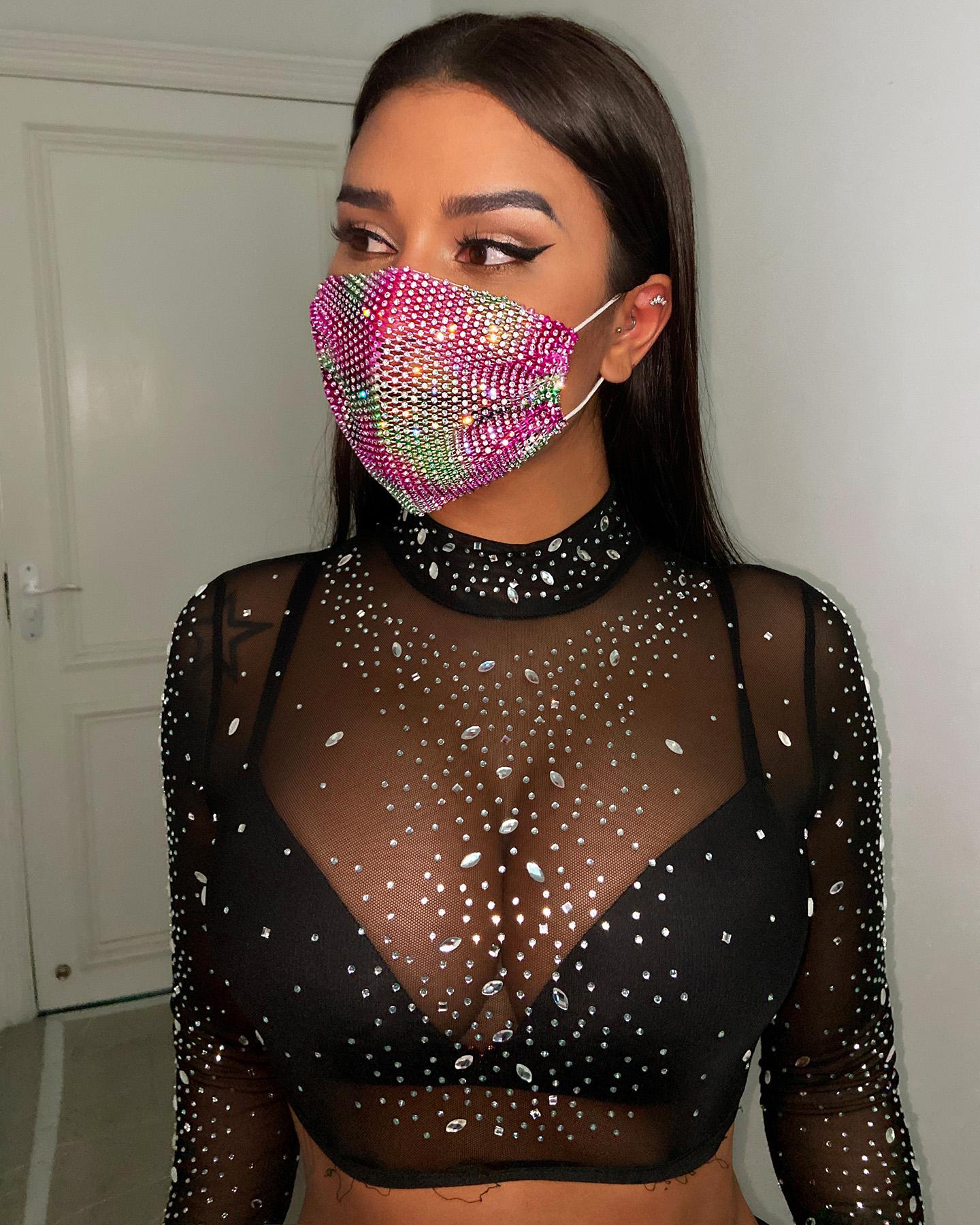 

Studded Glitter Breathable Ear Loop Mouth Mask Reusable, Hot pink