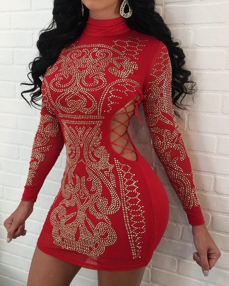 Hot Stamping LaceUp Cut Out Bodycon Party Dress Online. Discover