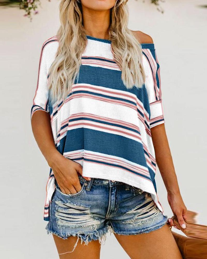 

Striped Knitted T-Shirt, Multicolor