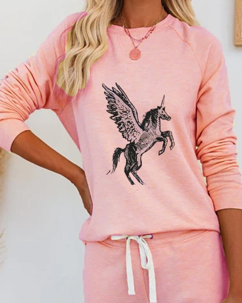 

Printing Long Sleeve Suit Sets, Pink