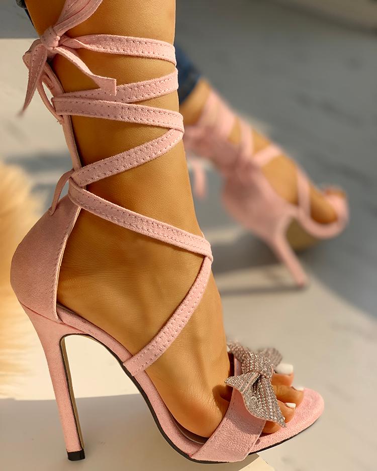 criss cross heeled sandals