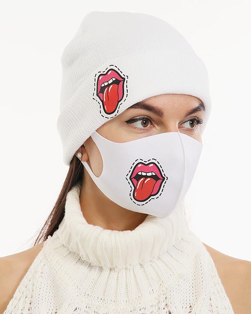 

Studded Cuffed Beanie With Face Mask, Style9
