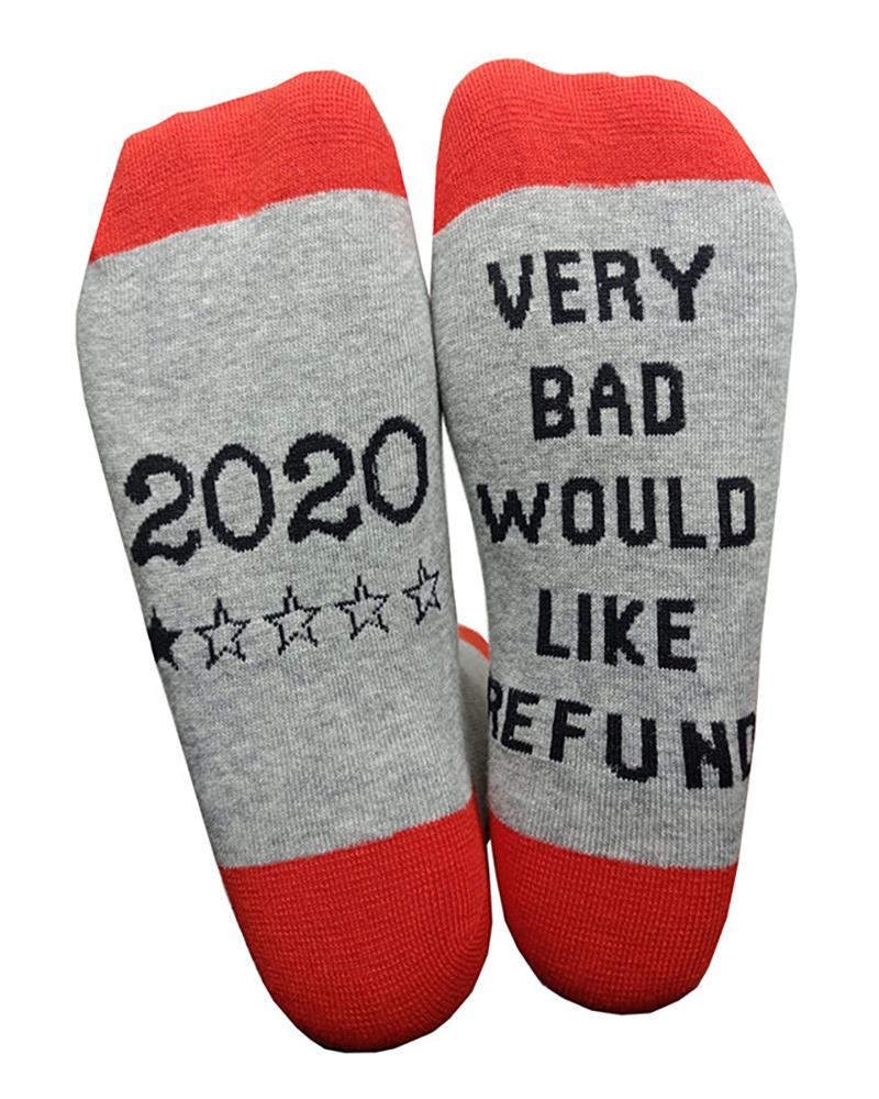 

1Pair Letter Print Colorblock Socks, Gray