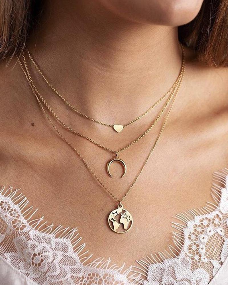 

Boho Multi-pattern Combination Multi-layer Necklace, Gold