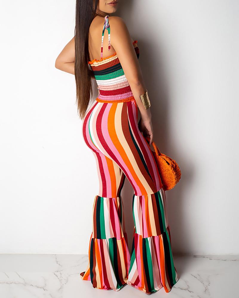 multicolor striped sequin jumpsuit