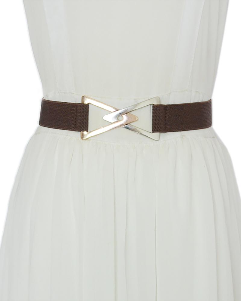 

Double Triangle Shaped Buckle Belt, Khaki