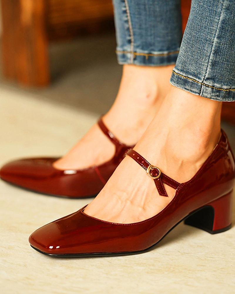 Square Toe Heeled Mary Janes