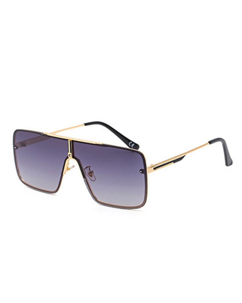 

Colorblock Square Frame Sunglasses, Gold&gray