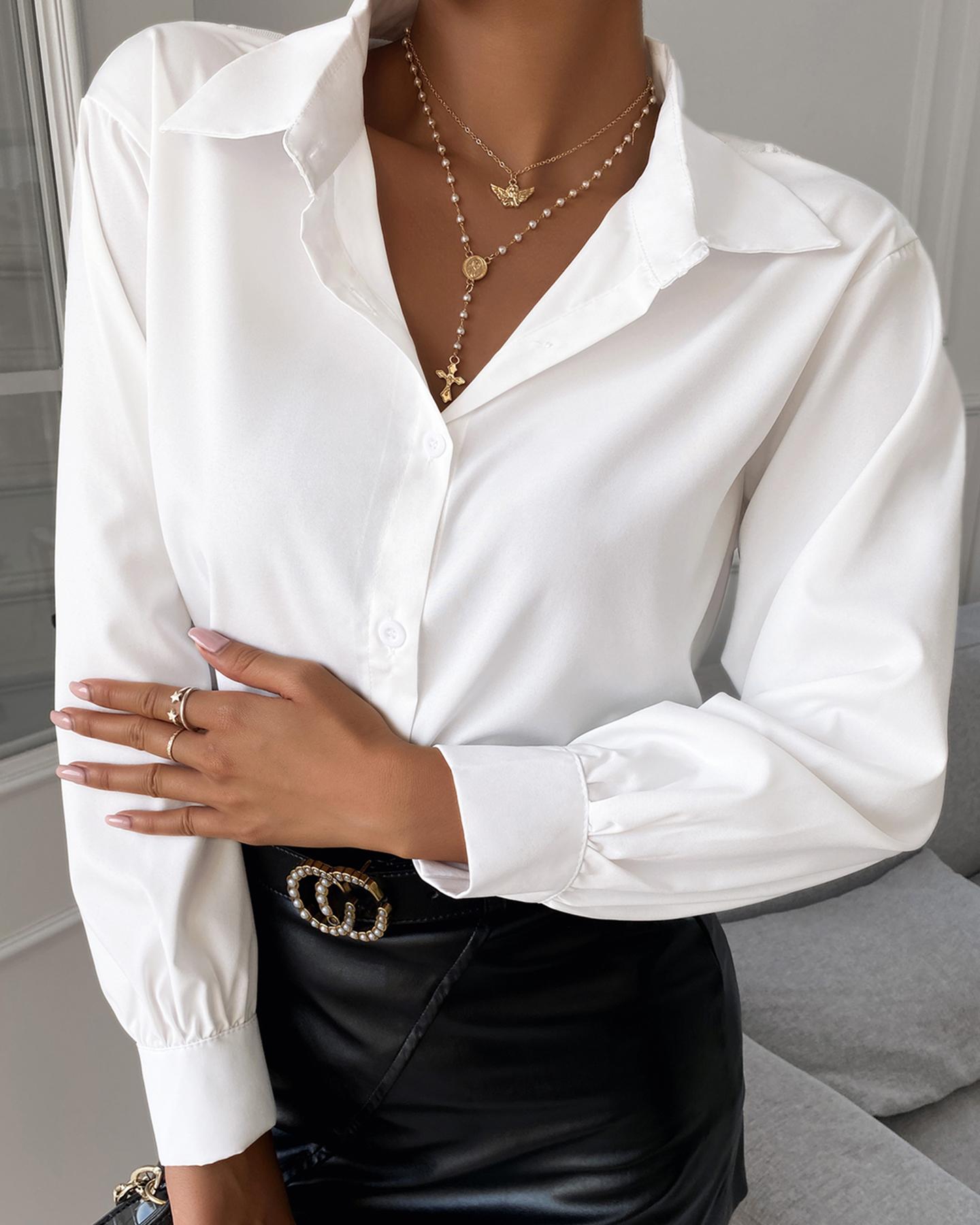 

Crochet Lace Sheer Mesh Long Sleeve Shirt, White