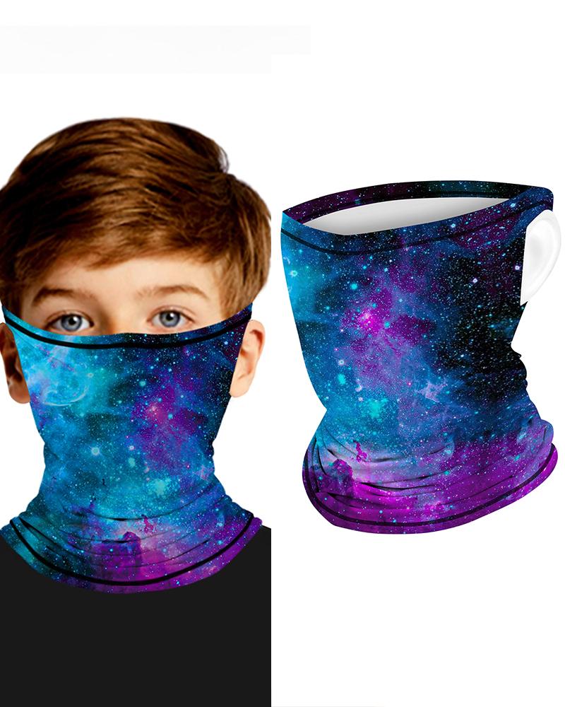

Galaxy Print Breathable Ear Loop Face Bandana Headwrap For Children, Blue