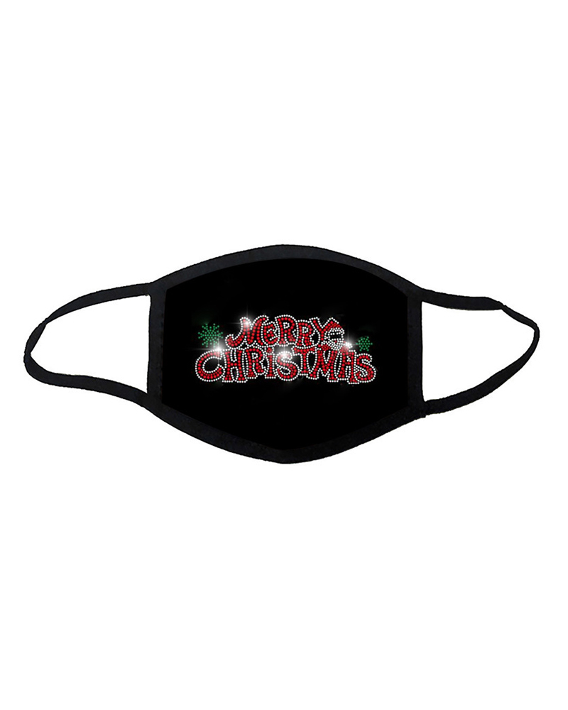 

Christmas Letter Pattern Studded Breathable Face Mask, Style6