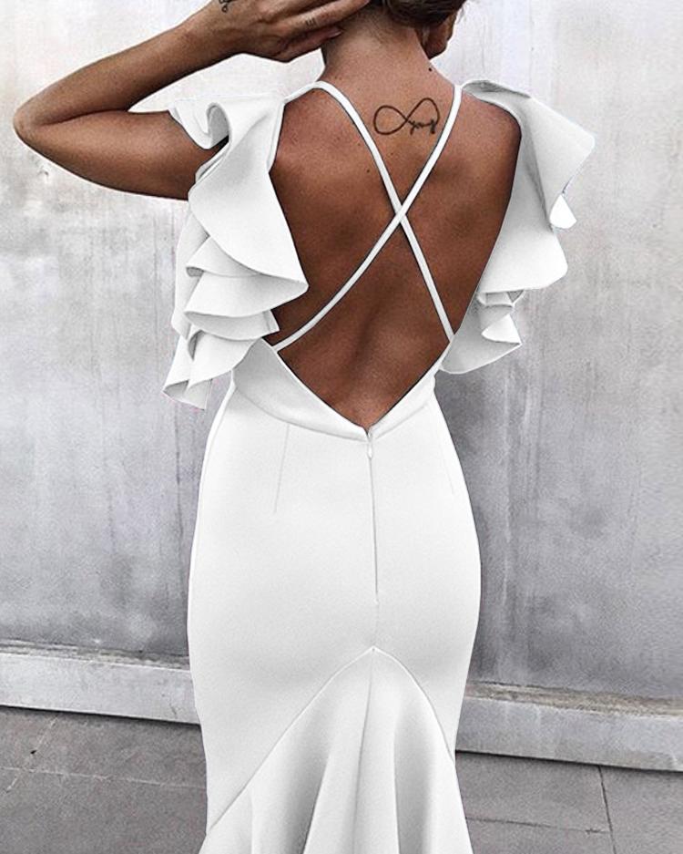 backless fishtail maxi dress