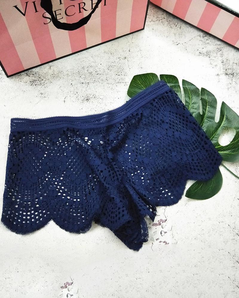 

Mesh Lace Underpant Seamless Transparent Underwear Panty, Blue