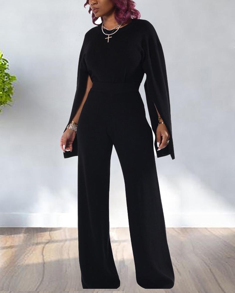 

Solid Color Long Sleeve Suit Sets, Black