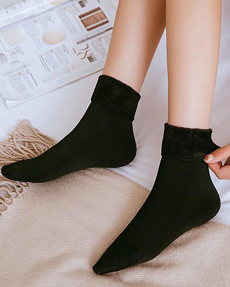 

Thermal Lined Socks Socks Thick Fuzzy Slipper Socks, Black