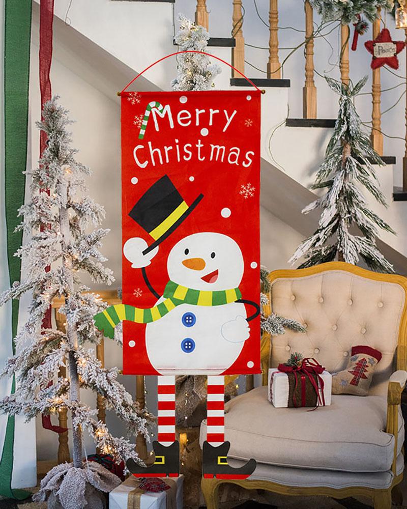 

1PCS Christmas Porch Door Banner Hanging Ornament, Red