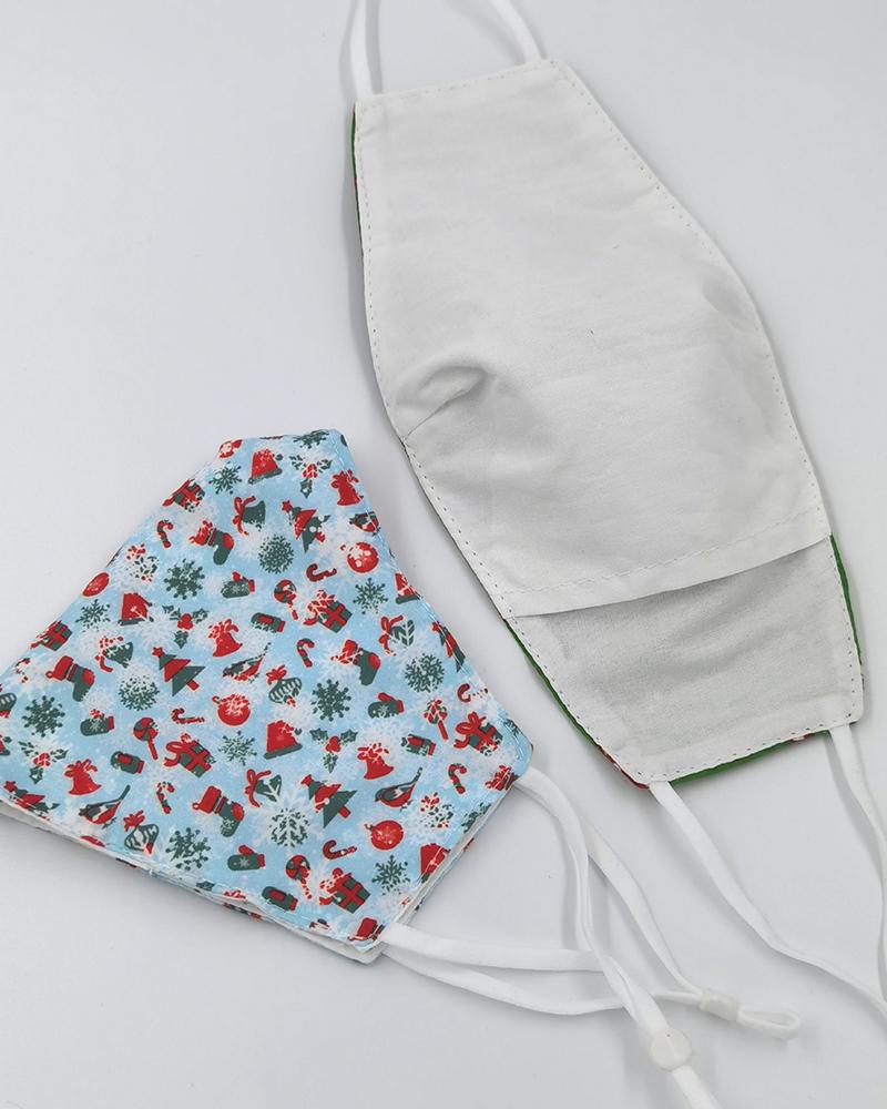 

1PCS Christmas Print Breathable Filter Face Mask, Blue