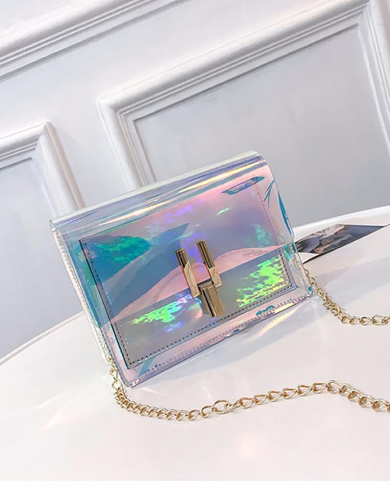 

Clear Laser Crossbody Bag, Silver