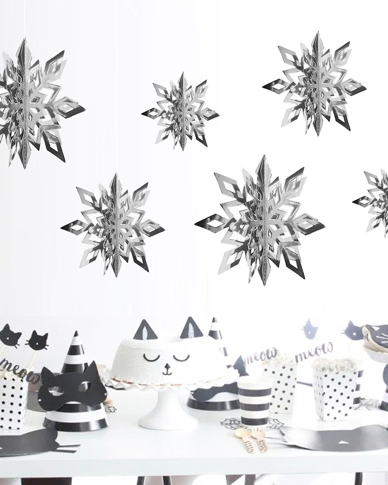 

Set 3D Christmas Snowflake Hanging Decorative Pendant, Silver